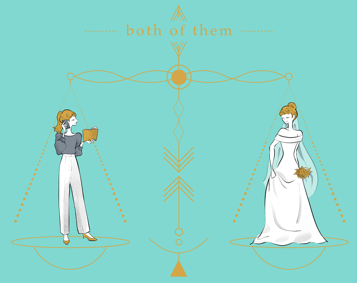 キャリアと結婚の天秤の図